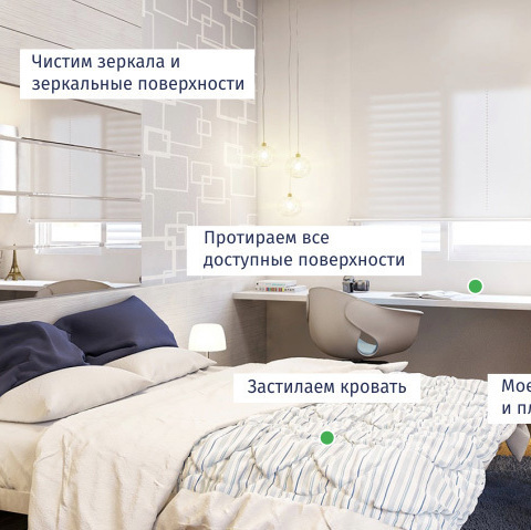 Уборка в комнатах: